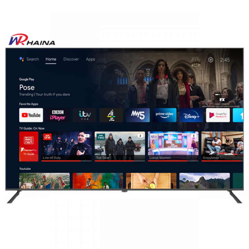 HAINA oem tv 50 55 65 75 inch 4k tv android smart tv with WIFI