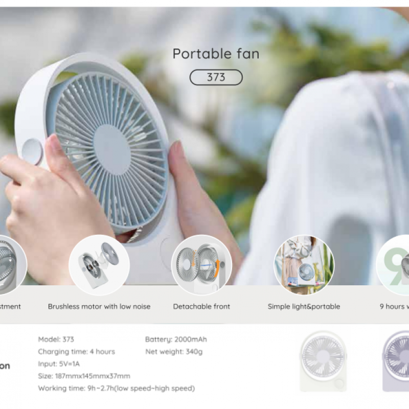High Power Silent Plastic Desk Fan Portable USB 2000mAh Rechargeable Battery Portable fan